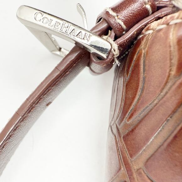Cole Haan Brown Hand Tooled Leather Shoulder Bag - Picture 7 of 7